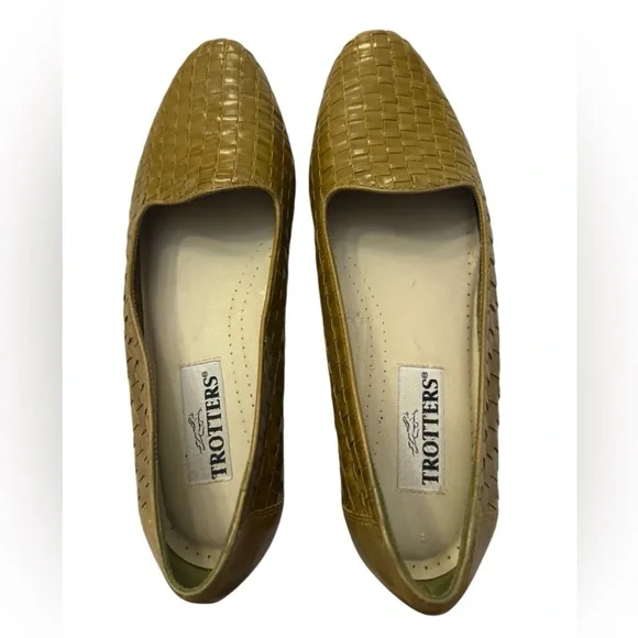 Trotters Vintage Woven Leather Loafers Women's 12N Olive Brown - Picture 2 of 10